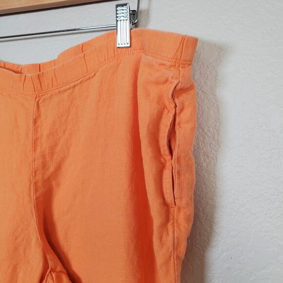 J. Jill Womens Pants Size Medium Petite Linen Wide Leg Ankle Cropped Orange - Picture 2 of 11